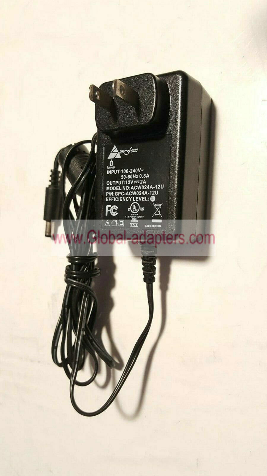 Brand new Sunfone 12v 2a ACW024-12U GPC-ACW024-12U power supply ac adapter for external hatd drive